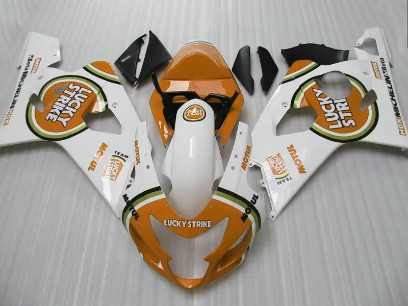 Kit de carénage personnalisé gratuit pour SUZUKI GSXR600 GSXR750 04 05 K4 aftermarket GSX-R600/750 2004 2005 ensemble de carénages blanc orange NW37