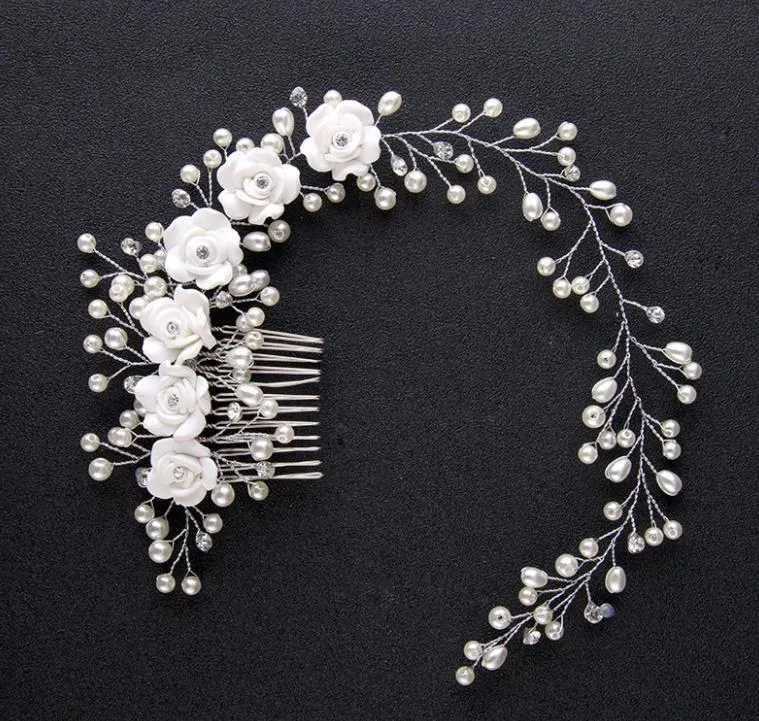 Bride, handmade pearl flower, hair photo studio, makeup bride, wedding accessories, headband.