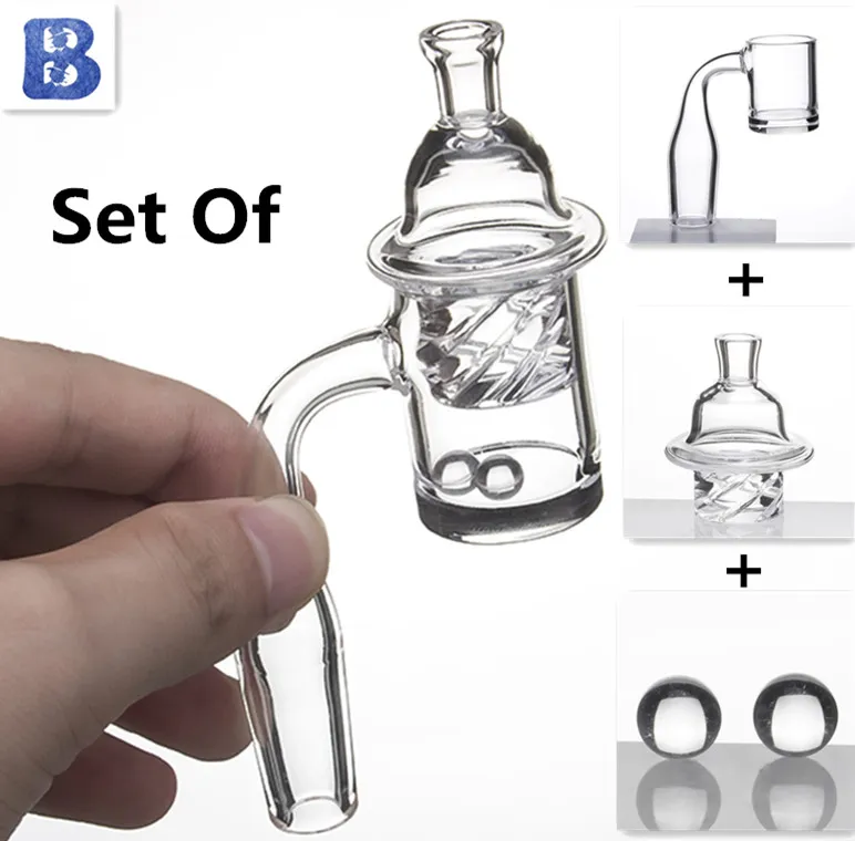 Ställ 5mm tjock botten Platt topp kvarts Banger Terp Pearl Bowl Cyclone Carb Cap 25mm Quartz Banger 10mm 14mm 18mm glas bong