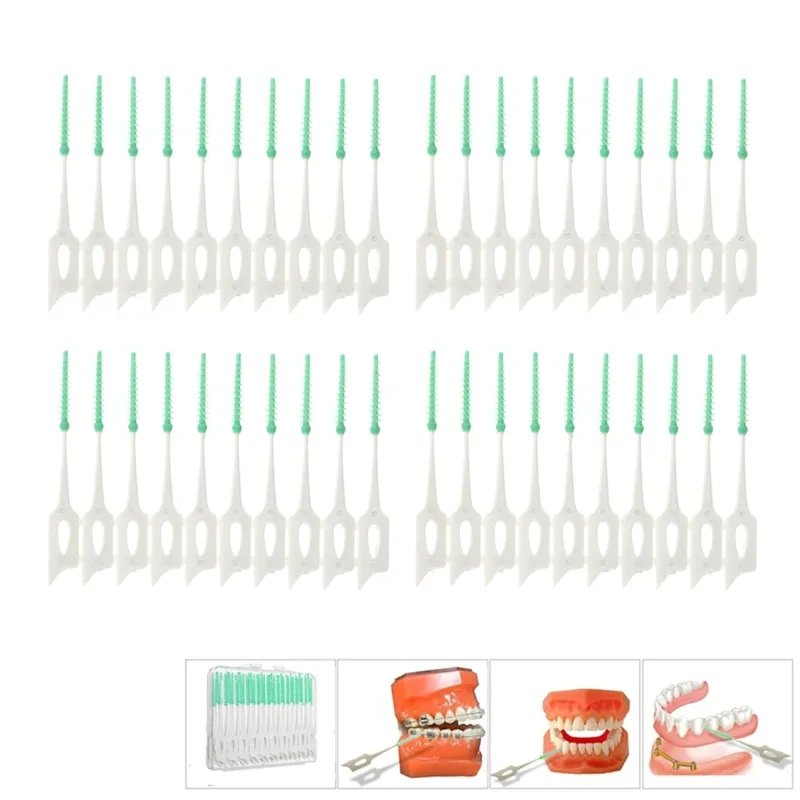 Yetişkinler İnterdental Fırçalar Temiz Diş İpleri Arasında Fırçalar Kürdan Diş Fırçası Diş Oral Bakım Aracı PP + TPE 40 adet / kutu Yumuşak