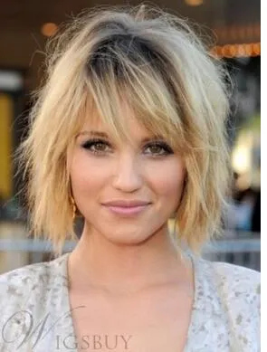 가장 인기있는 Shaggy Bob Hairstyle Short Straight Hair Wig