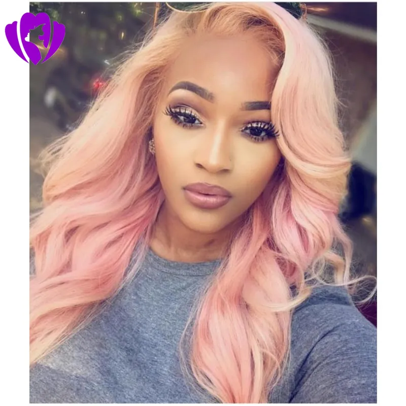 Synthetic Lace Front Wigs 30 Inch Body Wave Peach Pink Wig  display picture 3