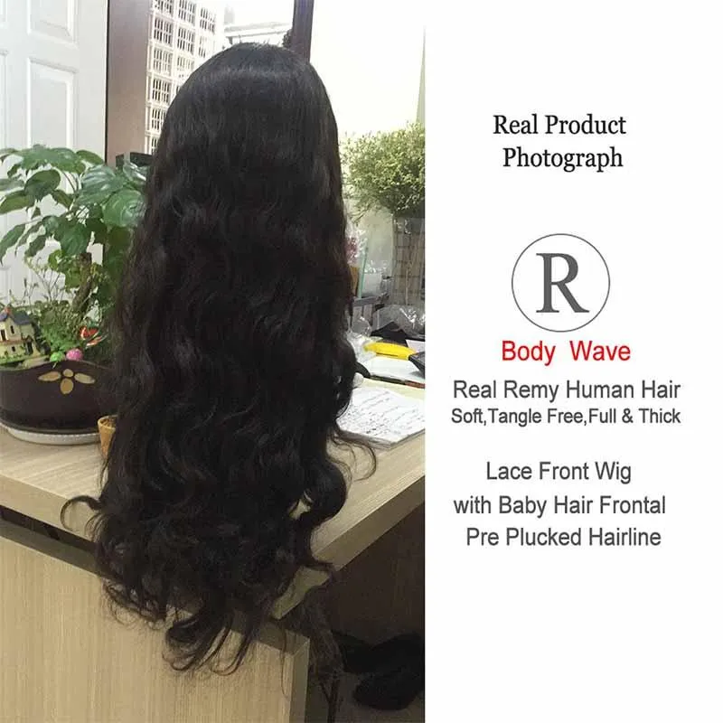 Pre Geplukt Body Wave Menselijk Haarkant Pruiken met Baby Haar Natuurlijke Kleur Veilige Levering door Epacket voor Braziliaanse zwarte vrouwen