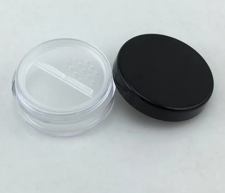 New 100pcs/lot 20g Cosmetic Jars With Powder Sifter And Lid Mesh With Powder Puff Empty Box Jar Containers Makeup powder SN2175