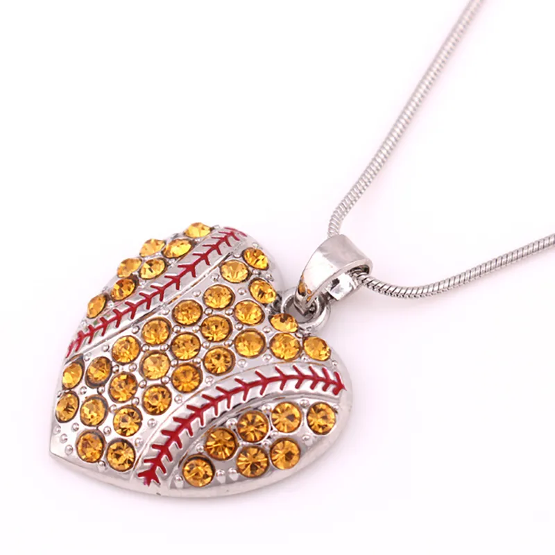 Charm Rhinestone Baseball ketting feestvoorraden softbal hanger ketting liefde hart ketting