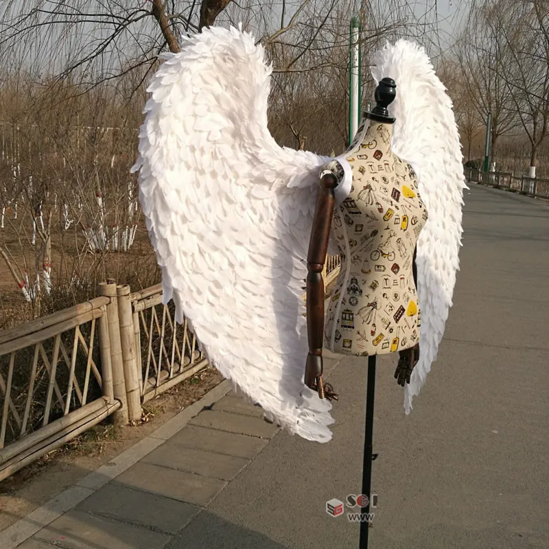 Wysokiej jakości Cosplay Costume Dorosły Biały Angel Wings Wedding Bar Dekoracje Fotografia Strzelanki Rekwizyty Pure Handmade EMS Darmowa Wysyłka