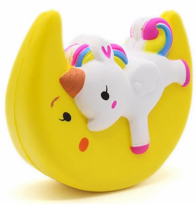 Squishy Unicorn Slowing Solleing Jumbo giocattolo giocattoli panini animali carino kawaii mini luna schivoso luna simulazione simulazione cartone animato pinch a pizzico di decompressione giocattolo