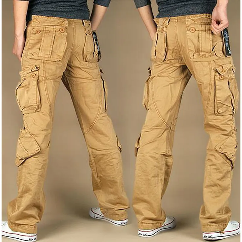 Mens Pure Color Cargo Pants, Mens Cotton Polyester Straight Leg Elastic  Waist Drawstring Sweatpants with Multi Pockets at Amazon Men's Clothing  store