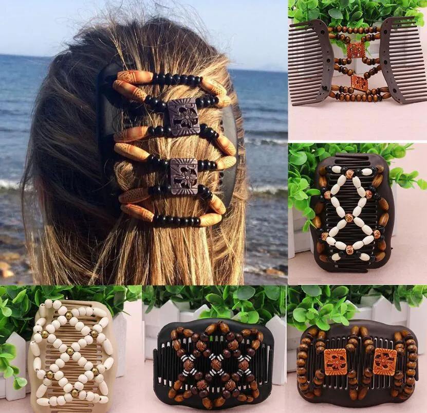 Perles en bois magique faciles Double peigne ￠ cheveux Clip d'￩caille ACCESSOIRES DE REIL