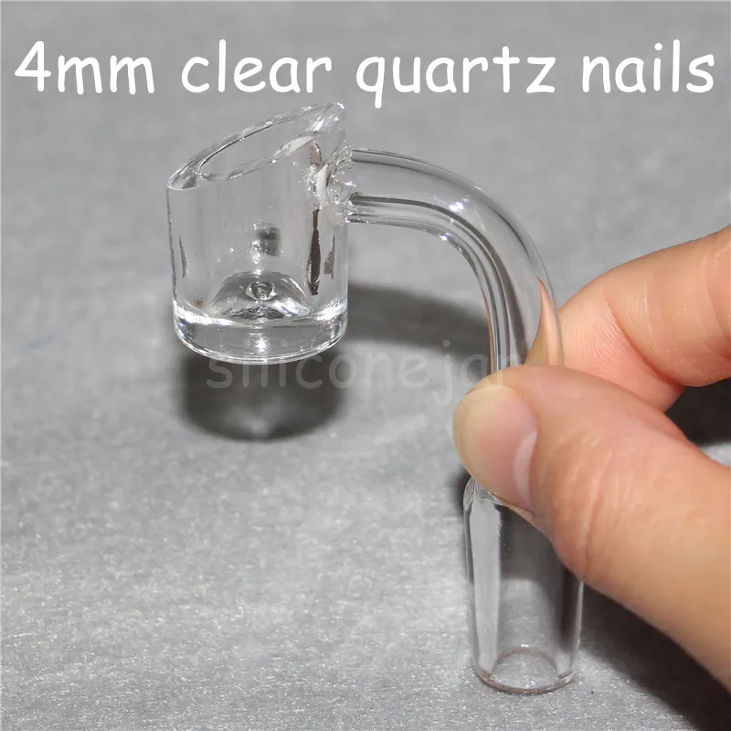 4mm Dikke Hoge Kwaliteit Roken Domloze Quartz Banger Nail 90/45 graden 10mm 14mm / 18mm, man / vrouwelijke OD 22mm 100% echte kwartsbanger nagels