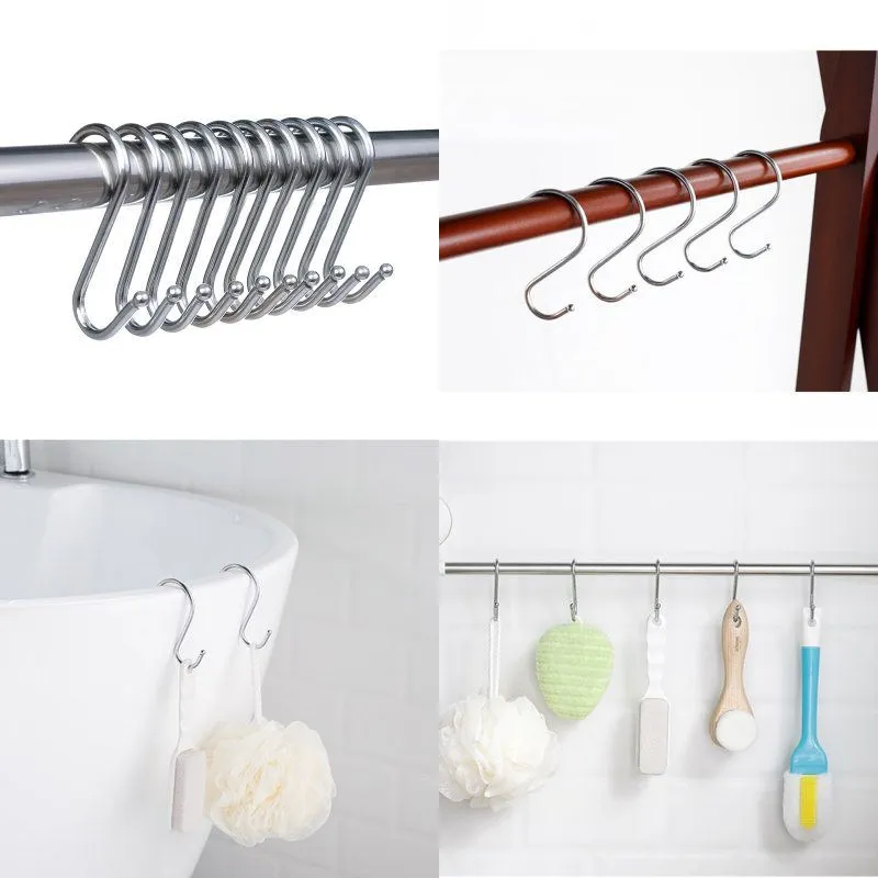 Stainless Steel S Shape Hook for Desk Bags Towel Wall Hanger Bathroom Kitchen Hook Hanger Spoon Tool