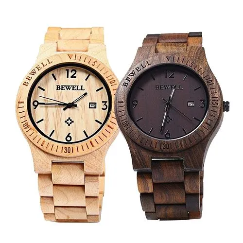 Men Natural Maple Wooden Handmade Quartz Movement Casual Wrist Watches