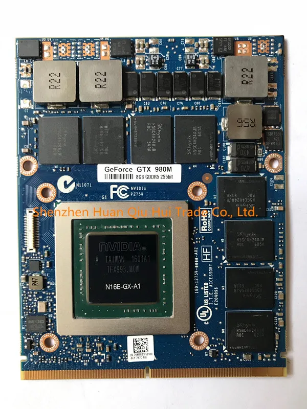 DHL gratuit Original GTX980M GTX 980M carte graphique GPU N16E-GX-A1 8GB GDDR5 pour Alienware Clevo GTX980 carte vidéo GPU remplacement