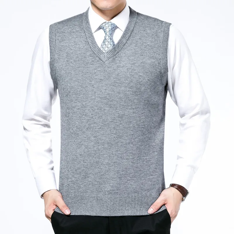 Solid färg v-hals ärmlös ny 2018 Höst och vinter All-Match Mens Cashmere Sweater Hot Sale Men Stickad Vest D1892902