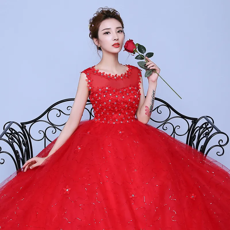 2018 vestido de noiva Nuovo arrivato coreano Customzied alla moda abito da ballo in pizzo abito da sposa sexy sposa abiti da sposa vintage