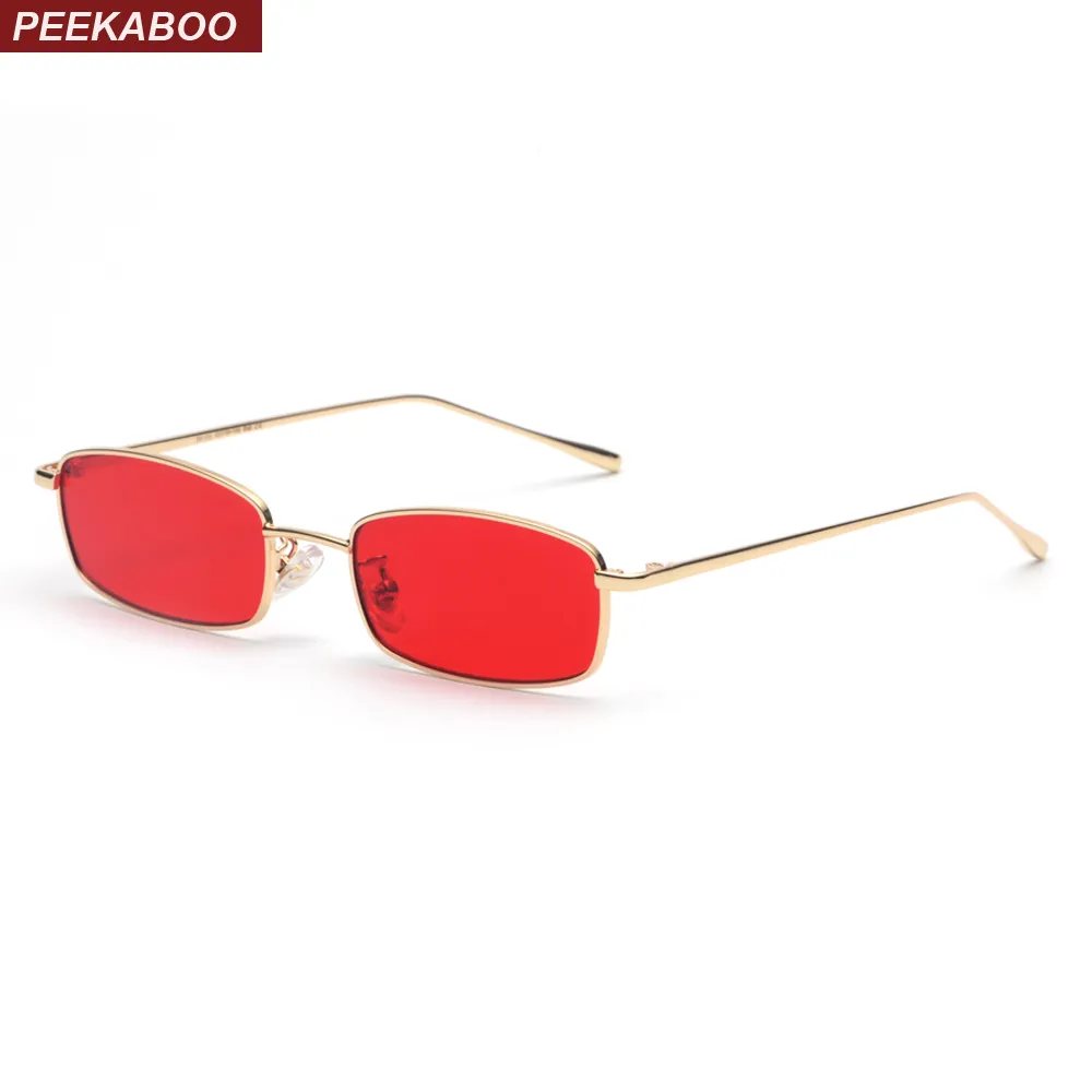 homens pequeno retângulo óculos de lentes vermelho 2018 armação de metal óculos de sol claro lente para as mulheres UV400 unisex