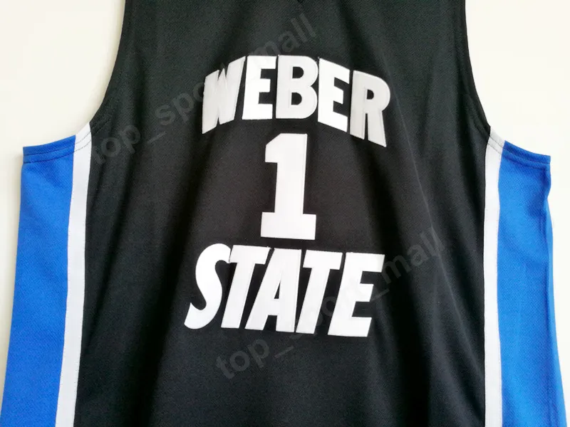 Weber State Damian Lillard Jerseys 1 University Black Color Men Basketball Lillard College Jerseys Breathable For Sport Fans High Qualit