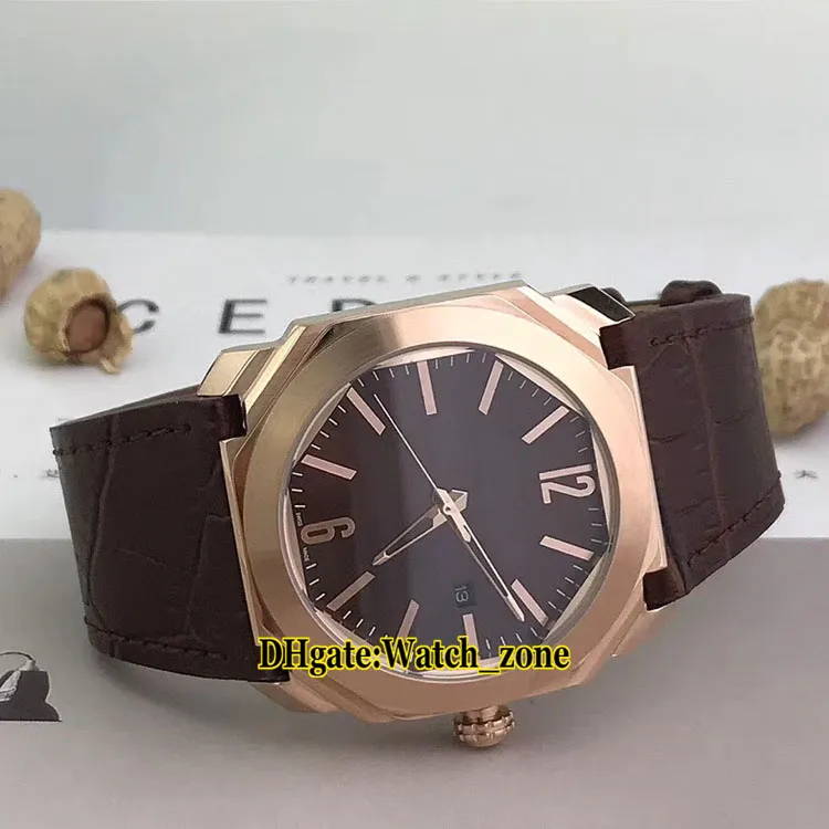 OCTO ROMA FINISSIMO 102702 Коричневый циферблат розовый золотой чехол швейцарский кварцевый мужской часы дата кожаный ремень высокое качество ворота новые часы