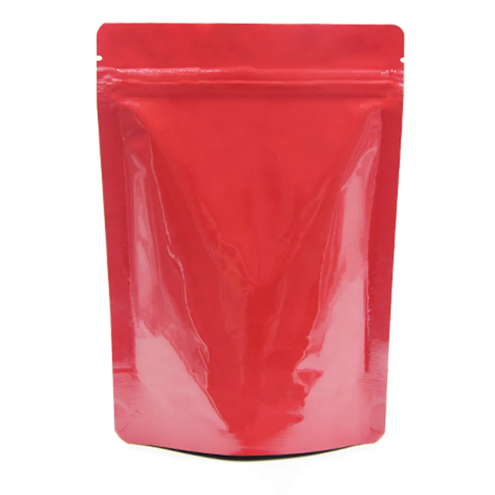 13x18cm 50 шт./лот глянцевая Красная чистая алюминиевая фольга закрывающаяся упаковочная сумка для конфет печенье гайка Встаньте чистый майлар фольга молния сумка для хранения