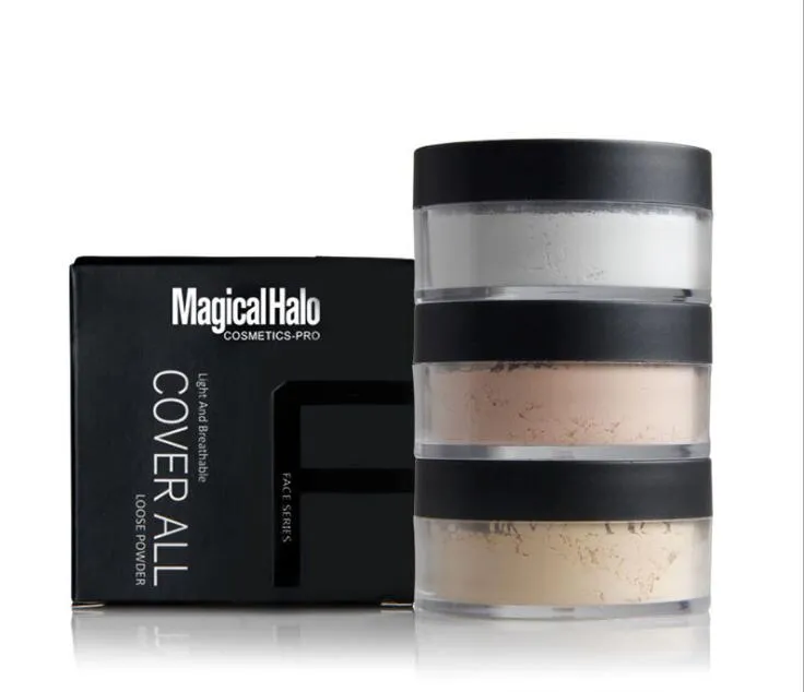 Magical Halo Lasting Foundation Loose Powder Waterproof Matte Setting Powder with Puff Concealer Light Banana Powder Mineral Makeup