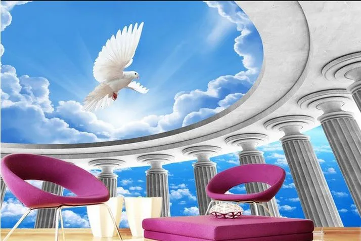 Пользовательские фото обои 3D стерео Оригинальный небесный Храм Мирный римский столбец Супер чистое 3D стерео телевизор фоновой удлинитель стены Персональный