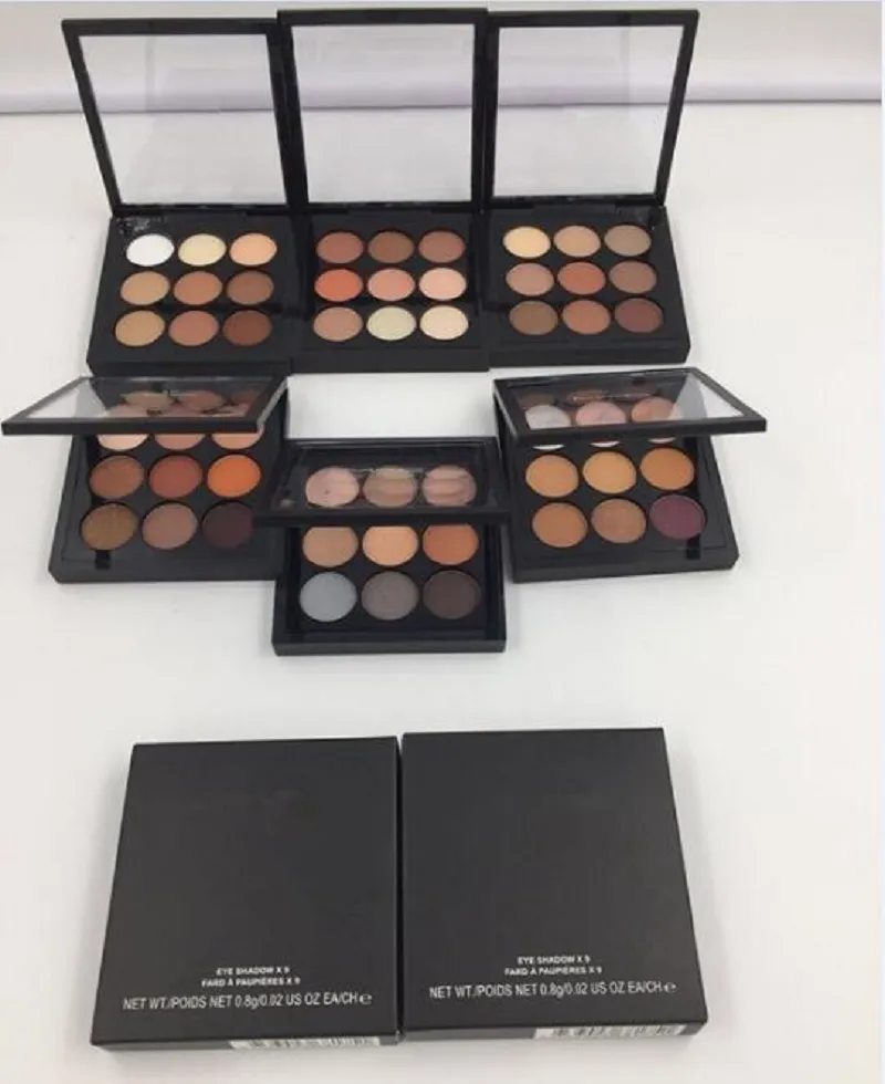 Arrivées de maquillage de haute qualité chaudes 6 types de palettes mates de palette de fards à paupières de style 9 couleurs