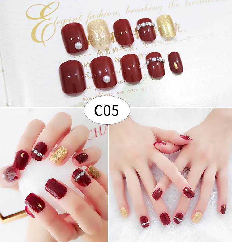 41 projeta unhas falsificadas 24 pcs mulheres dedo dedo prego curto longo pregos com cola desenhos bonitos para DIY unha