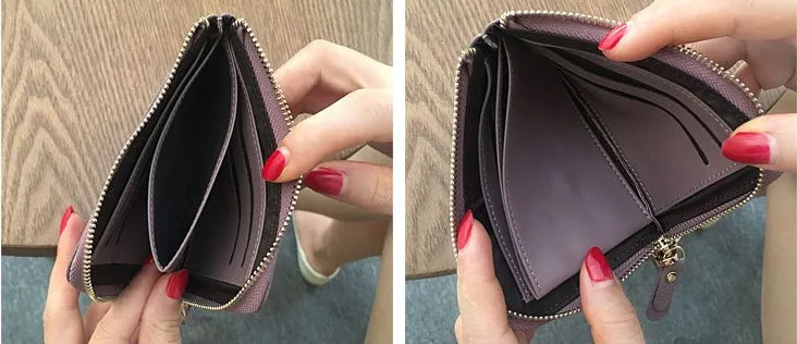 Women`s wallet Rectangle Genuine leather Soft cowhide Women`s billfold Zero purse Small Checkbook. Wallets. Card bag. honeybee. Short E22134