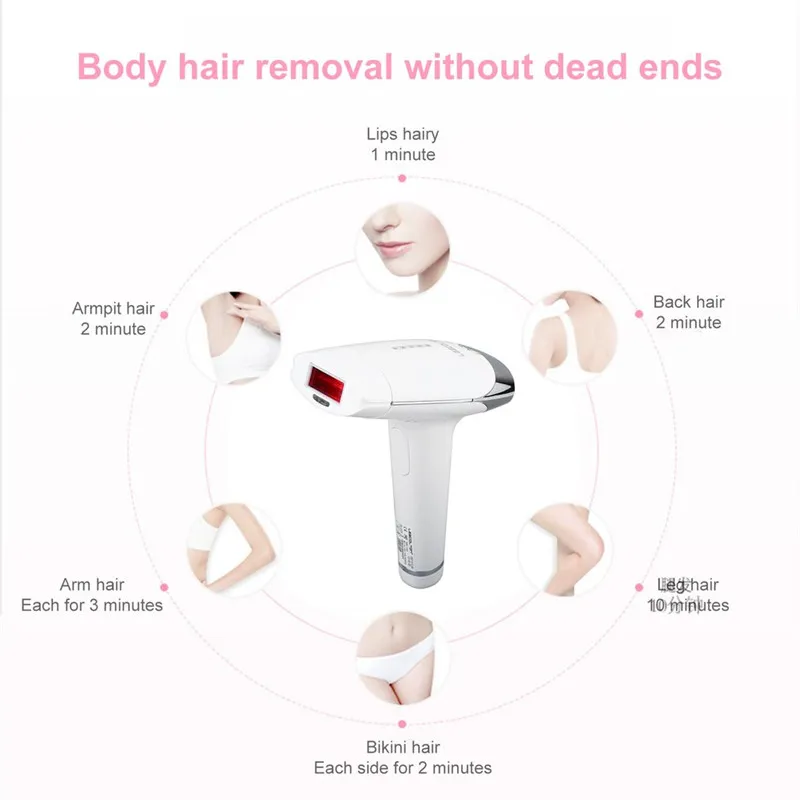 Sistema de remoção permanente de pêlo do epilatador, dispositivo de remoção de cabelo do corpo 300.000 pulsos de epilator indolor frete grátis4684715