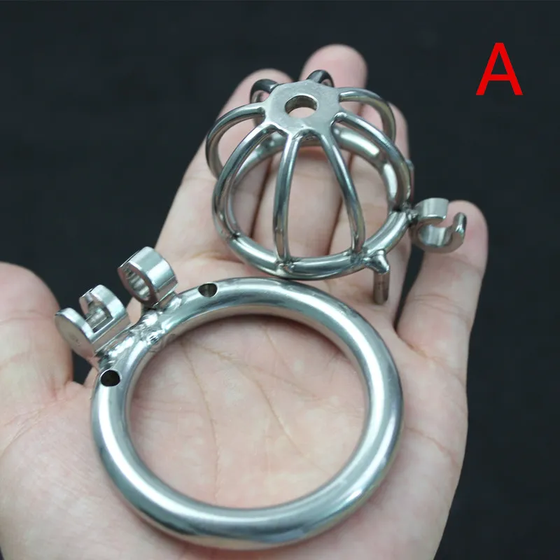 Kyskhetsburkateterrör anti off ring penis bondage manlig kyskhet rostfritt stål kuk bur penis plug uretral ljud g2029373553