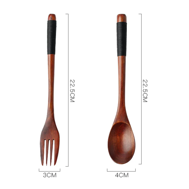 Wooden Spoon Fork Set Portable Cutlery Set Wood Spoon Salad Fork Japanese Style Dinnerware Set Wooden Utensils Tableware3765787