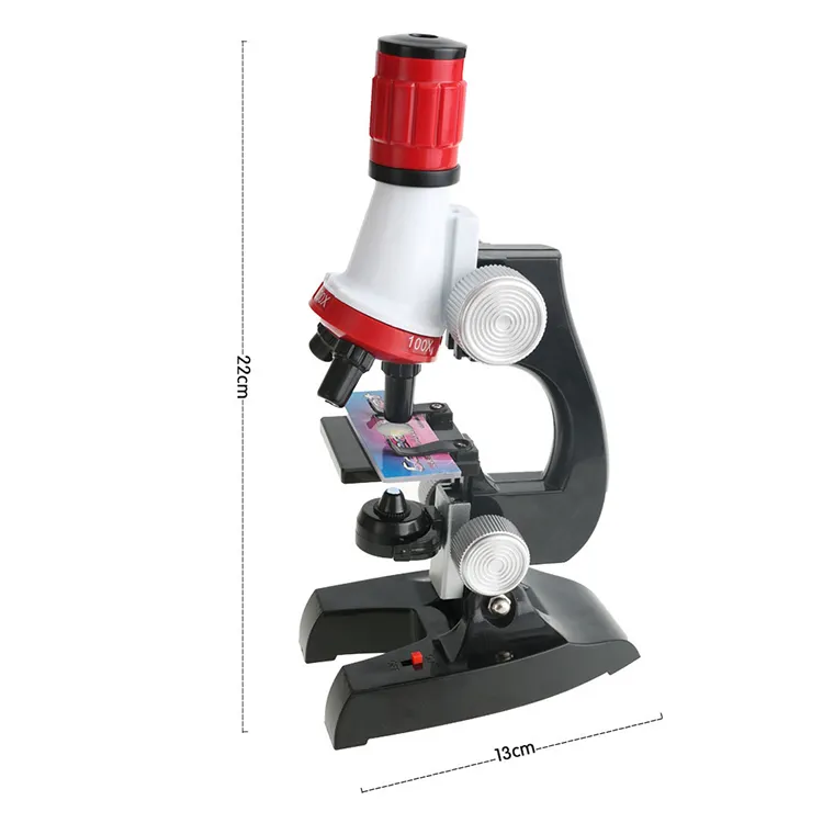 Kids Stereo Science Microscope 1200X Zoom Biologiska Mikroskop Kit Raffinerade vetenskapliga instrument Utbildningsleksak för barn