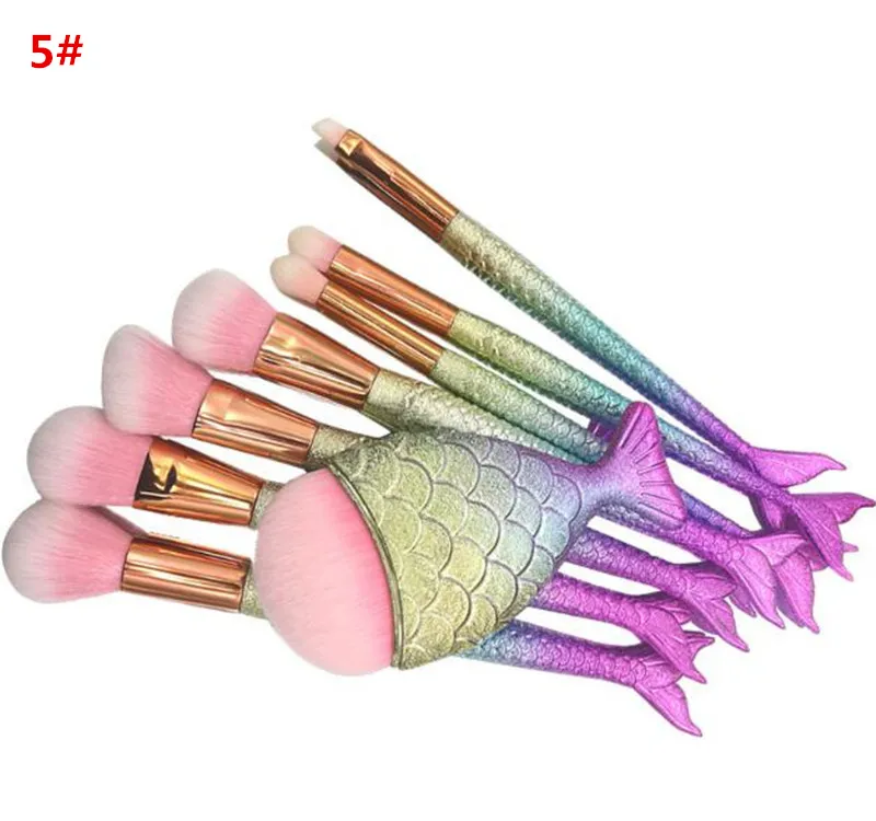 8 stks make-up borstels set zeemeermin vormige fundering poeder oogschaduw blusher contour borstel kit tool DHL gratis