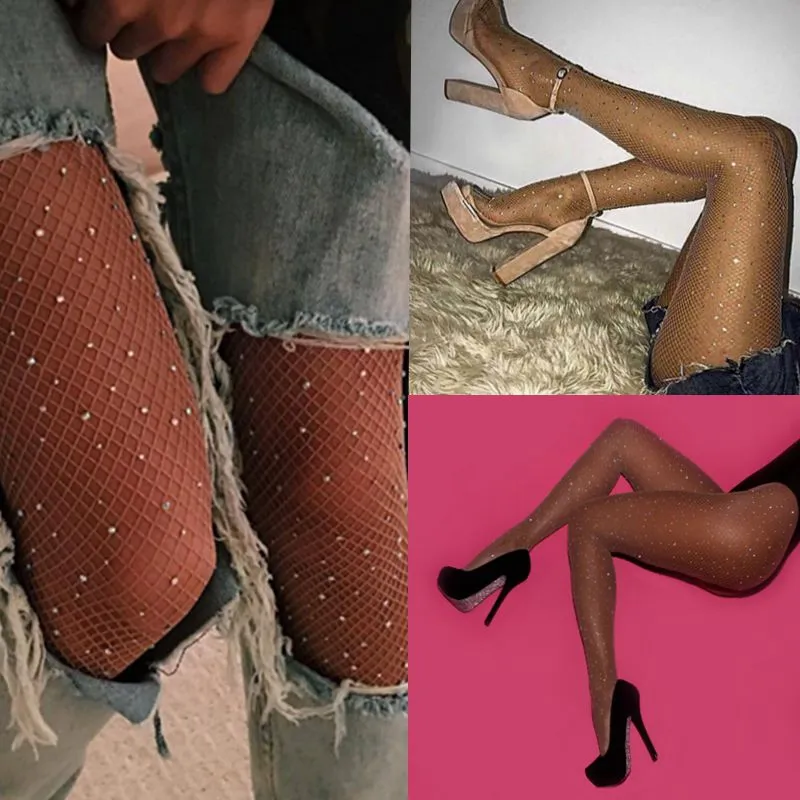 Sexy Rhinestone Fishnet Pantyhose For Women Fashionable Net Body