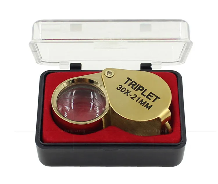 محمولة 30x طاقة 21 مم المجوهرات Magnifier Gold Eye Loupe Jewelry Store أدنى زجاج مكبرة مع مربع رائع 4360428