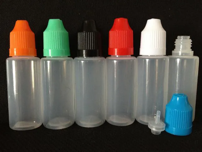 Botellas PE cuentagotas 3ml 5ml 10ml 15ml 20ml 30ml 50ml Botella de aguja con tapa a prueba de niños Sharp Dropper Tip Plastic Eliquid