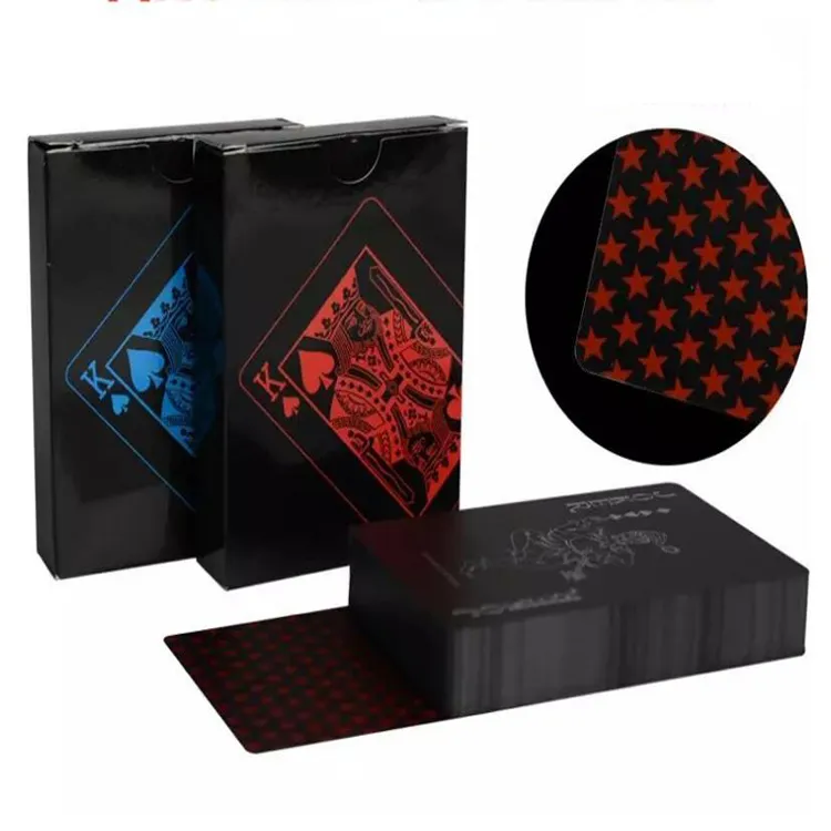 Nieuw ontwerp Frosted waterdichte PVC Poker Speelkaarten Hoogwaardige collectiekaart Game Gift Zwart Duurzaam
