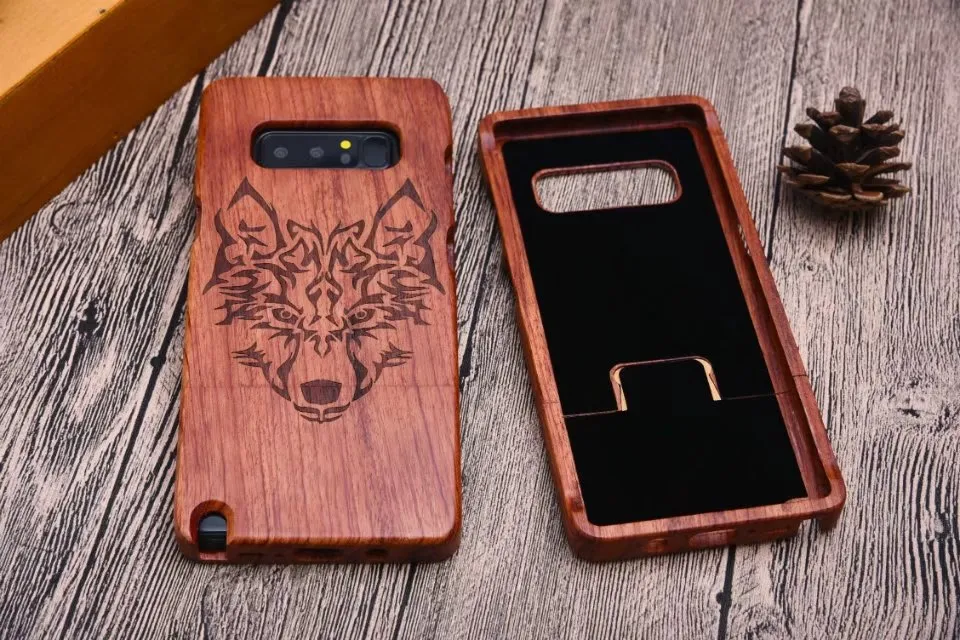 Natural Wood Carving Case With Retro Flower Design For Samsung Galaxy ...