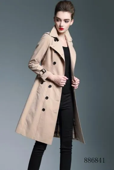 het klassiskt mode populär England trenchcoat/kvinnor hög kvalitet plus lång stil jacka/dubbelknäppt slim fit trench för kvinnor B6841F340 S-XXL