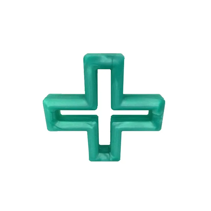 Silicone Cross Teether Tanding Pendant BPA Gratis Safe Nursing Pärlor Swiss Geometric Cross Chewable Smycken Sensory Toy