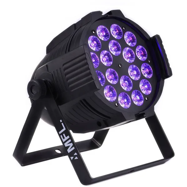 PAR 64 LED PAR 빛 18x18W RGBWA + UV 6in1 LED PAR 64 DJ 파티 무대 이벤트 flycase