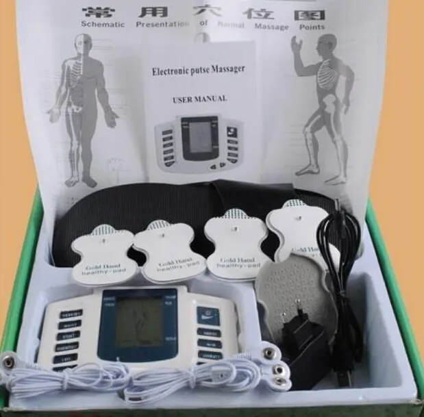 Elektrischer Stimulator Ganzkörper-Entspannungsmuskel Digitales Massagegerät Pulse TENS Akupunktur mit Therapie-Slipper 16 Stück Elektrodenpads KOSTENLOSER VERSAND