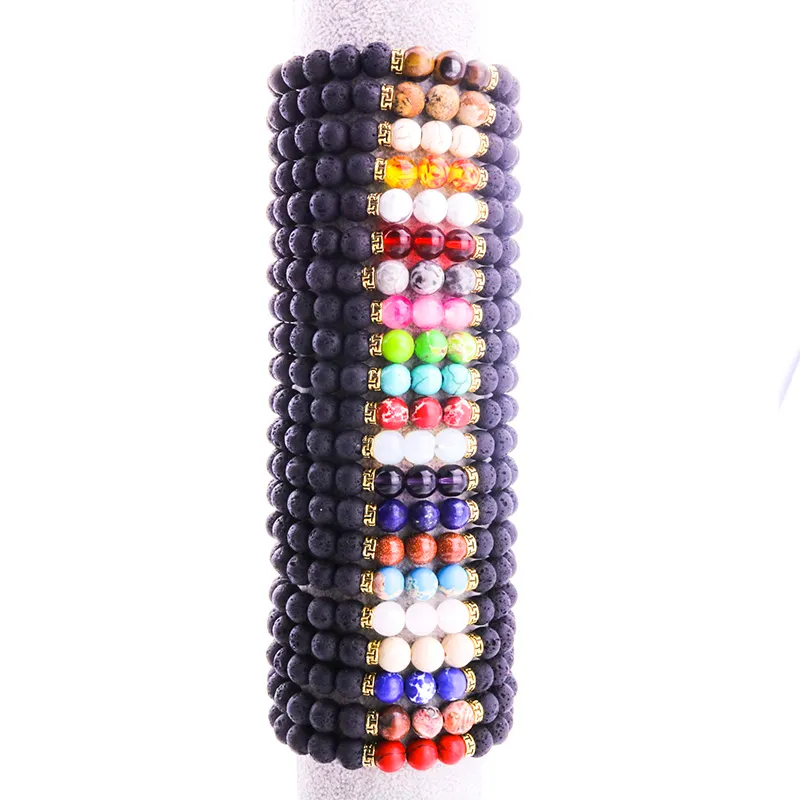 20 Cores 8mm Preto Lava Stone bead Pulseira Aromaterapia Difusor de Óleo Essencial Pulseira para as mulheres homens Jóias