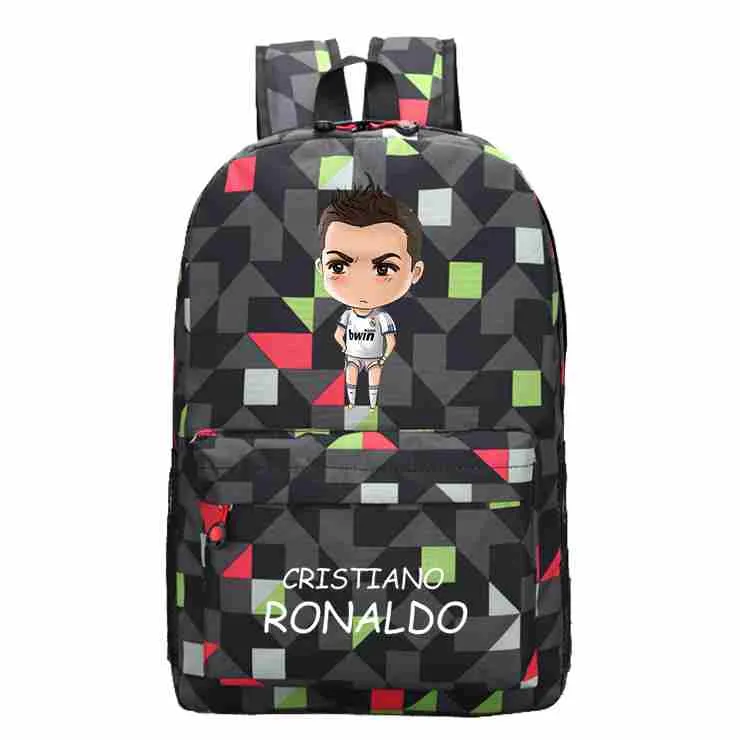 الكرتون كريستيانو رونالدو قماش ظهره بوي فتاة كرة القدم حقائب مدرسية للمراهقين عارضة rucksack mochila اجتماعيون