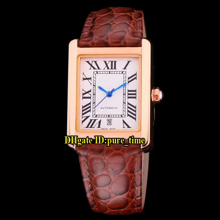 8 Style 31mm SOLO W5200026 Data Quadrante bianco Orologio da uomo automatico Cassa in oro rosa Cinturino in pelle marrone Orologi da polso di alta qualità Pure_time