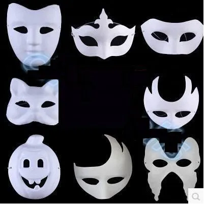 DIY Handmålad Halloween Vit Ansiktsmask Krona Butterfly Blank Papper Mask Masquerade Cosplay Mask Kid Draw Party Masks Props