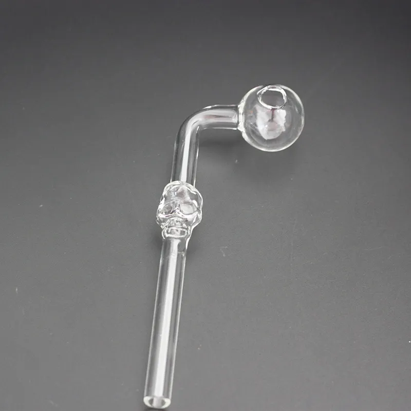 in stock clear skull glass pipe smoking water clear glass oil burner glass tube smoking pipes oil nail somking pipes free
