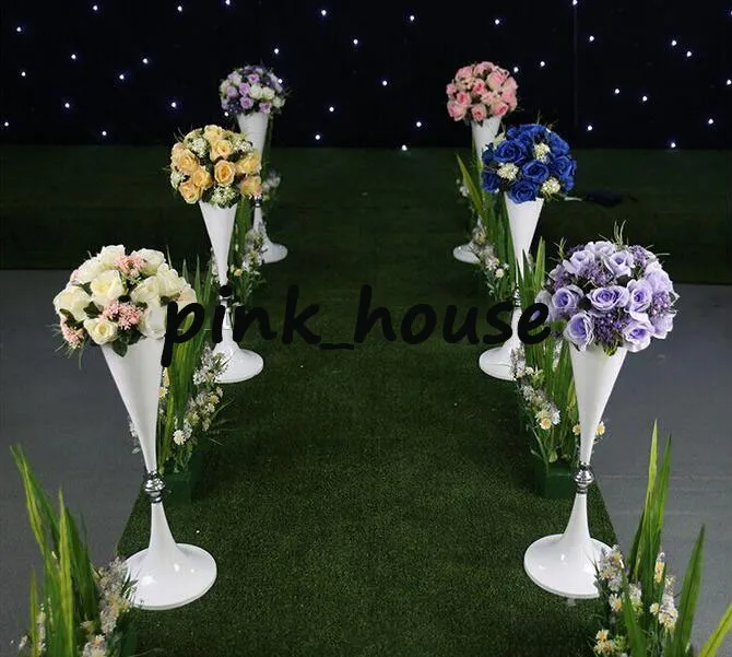 70 cm 27 pouces de haut vase à fleurs de mariage en argent blanc Bling pièce maîtresse de table décoration de mariage scintillante Banquet route plomb Decor8298953