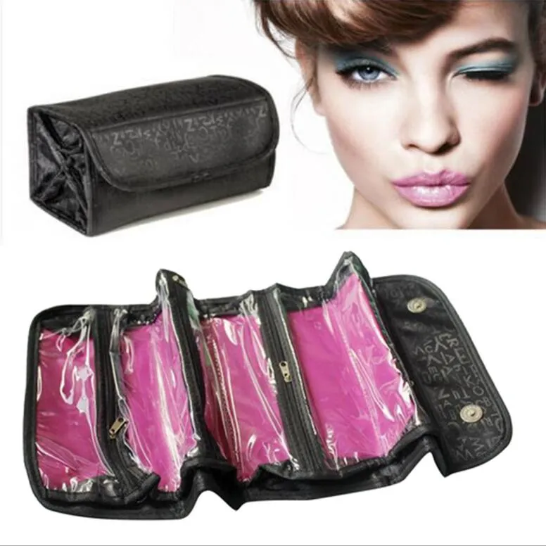 ROLL-N-GO Make Up Cosmetic Bag Case Cases Women Makeup Bag Hanging Toiletries Travel Kit Jewelry Organizer Cosmetic Case Foldable