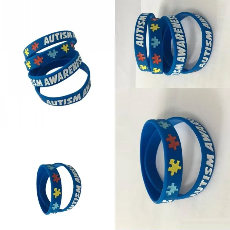 Fundraising For A Cause Autism Awareness Silicone Bracelet - Puzzle Piece Design, 8.25 Inch Adult Size, Multi-Color